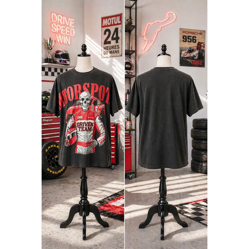 Motorsport Skull Racing Tee XL Vintage Style Driven Team Graphic